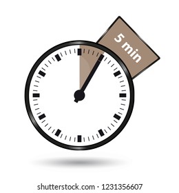 Timer 5 Minutes - Vector Illustration - Isolated On White Background