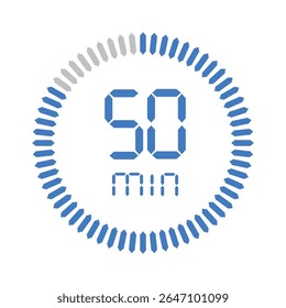 Timer 50 minute. Stopwatch isolated set icons. Countdown timer symbol icon set. vector illustration.