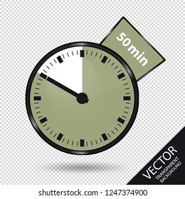 Timer 50 Minutes - Vector Illustration - Isolated On Transparent Background