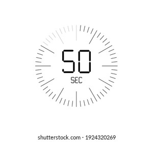 Timer 50 sec icon, 50 seconds digital timer