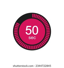 Timer 50 sec icon, 50 seconds digital timer. Clock, timer and countdown.