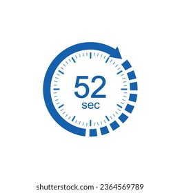 Timer 52 secends icon, 52 sec Digital Countdown Timer Vector Icon.