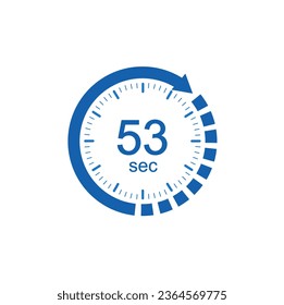 Timer 53 secends icon, 53 sec Digital Countdown Timer Vector Icon.