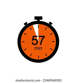 Timer 57 min icon, 57 minutes digital timer.