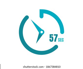 Timer 57 sec Simple icon design, 57 second timer clocks. 57 sec stopwatch icons
