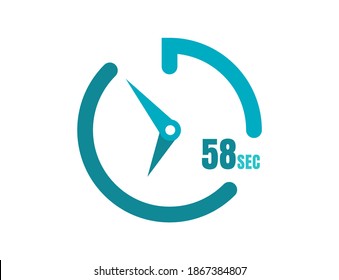 Timer 58 sec Simple icon design, 58 second timer clocks. 58 sec stopwatch icons