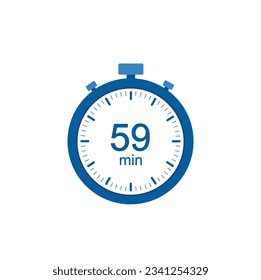 Timer 59 min icon, 59 minutes digital timer. Clock and watch, countdown.