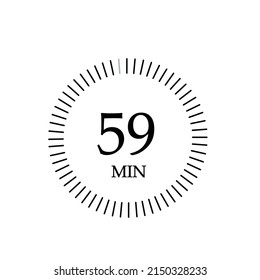 Timer 59 mins icon, 59 minutes digital timer.