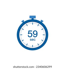 Timer 59 sec icon, 59 seconds digital timer. Clock and watch, countdown.