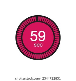 Timer 59 sec icon, 59 seconds digital timer. Clock, timer and countdown.
