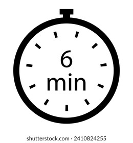 Timer 6 min line icon. Time, stopwatch, alarm clock, clock, run, second, speed, hour, minute, record, sport, cooking. Vector icon for business and advertising