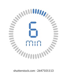Timer 6 minute. Stopwatch isolated set icons. Countdown timer symbol icon set. vector illustration.