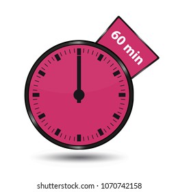 Timer 60 Minutes - Vector Illustration - Isolated On White Background