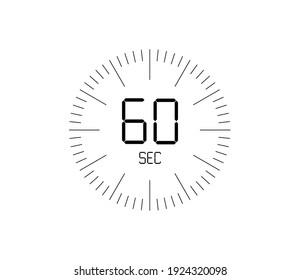 Timer 60 Sec Icon, 60 Seconds Digital Timer