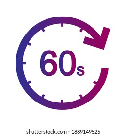 timer 60 second icon. clock sign. vector illustration