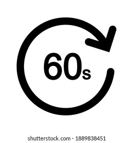 timer 60 second icon. clock sign. vector illustration