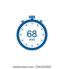 Timer 68 min icon, 68 minutes digital timer. Clock and watch, countdown.