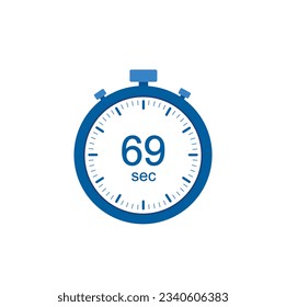Timer 69 sec icon, 69 seconds digital timer. Clock and watch, countdown.
