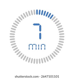 Timer 7 minute. Stopwatch isolated set icons. Countdown timer symbol icon set. vector illustration.