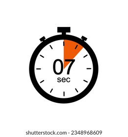 Timer 7 sec icon, 7 seconds digital timer.