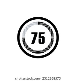 Timer 75 Minutes, seconds, Hours stopwatch vector icon. Stopwatch icon in flat style, 75 Minutes, seconds, Hours Countdown timer symbol icon on white background. Vector illustration.