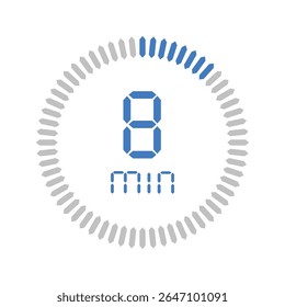 Timer 8 minute. Stopwatch isolated set icons. Countdown timer symbol icon set. vector illustration.
