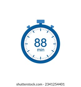 Timer 88 min icon, 88 minutes digital timer. Clock and watch, countdown.