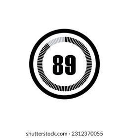 Timer 89 Minutes, seconds, Hours stopwatch vector icon. Stopwatch icon in flat style, 89 Minutes, seconds, Hours Countdown timer symbol icon on white background. Vector illustration.