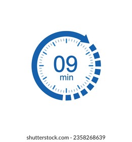 Timer 9 min icon, 9 min Digital Countdown Timer Vector Icon.