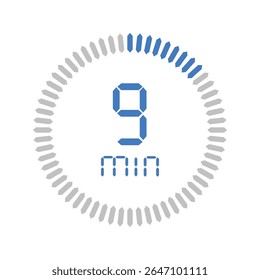 Timer 9 minute. Stopwatch isolated set icons. Countdown timer symbol icon set. vector illustration.