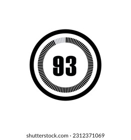 Timer 93 Minutes, seconds, Hours stopwatch vector icon. Stopwatch icon in flat style, 93 Minutes, seconds, Hours Countdown timer symbol icon on white background. Vector illustration.