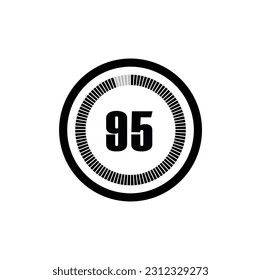 Timer 95 Minutes, seconds, Hours stopwatch vector icon. Stopwatch icon in flat style, 95 Minutes, seconds, Hours Countdown timer symbol icon on white background. Vector illustration.