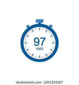 Timer 97 min icon, 97 minutes digital timer. Clock and watch, countdown