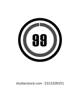 Timer 99 Minutes, seconds, Hours stopwatch vector icon. Stopwatch icon in flat style, 99 Minutes, seconds, Hours Countdown timer symbol icon on white background. Vector illustration.