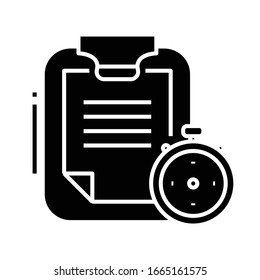 Timer black icon, concept illustration, vector flat symbol, glyph sign.