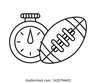 timer chronometer with american football balloon vector illustration design