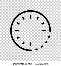 Timer in circle, simple clock or watch, time icon. Black editable linear symbol on transparent background