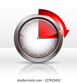 Timer Clock , 15  Minutes. Vector Illustration