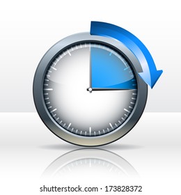 Timer clock , 15  minutes. vector illustration