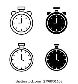 Timer clock icon pack in black