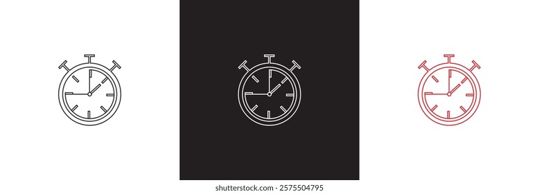 Timer and clock icon set. Icons related to stopwatch, timer, hourglass, sandglass timer, clock. isolated on white and black background. vector illustration. EPS 10