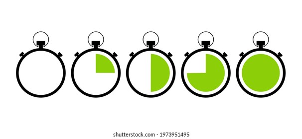 Timer, clock isolated set icons. Label cooking time. Vector illustration. Countdown Timer vector icons set. Stopwatch icons set in flat style, digital timer. 