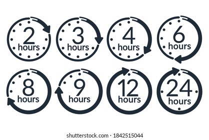 Timer clock. Set hours.  Vector icons isolated on white background.