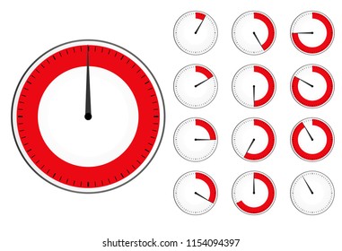 Timer clock set . Red countdown timer icon