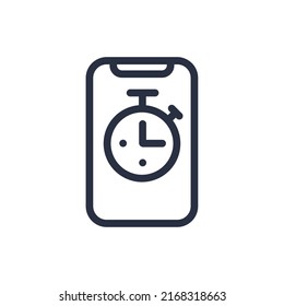 Timer, clock, stopwatch app. Online fast delivery service concept. Express delivery icon concept. Stop watch icon for service, order, fast shipping on phone screen. Modern design vector illustration.