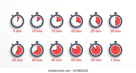 Таймер, часы, секундомер изолированный набор иконок. Время приготовления этикетки. Векторная иллюстрация. ЭПС 10
