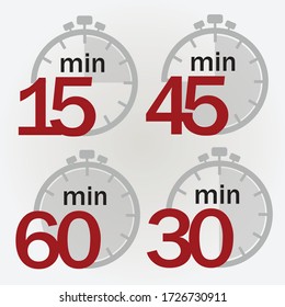 Timer, clock, stopwatch isolated set icons. Vector illustration.