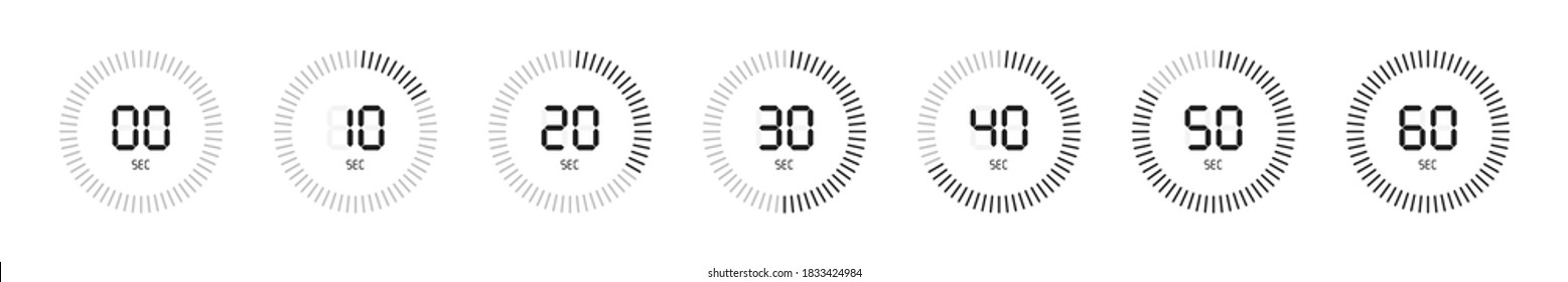 Timer, clock, stopwatch isolated set icons. Label cooking time. Vector illustration. EPS 10