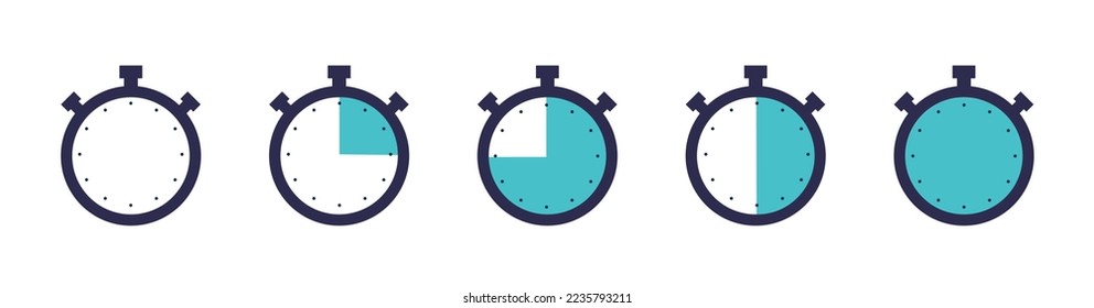 Timer, clock, stopwatch isolated set icons. Label cooking time.