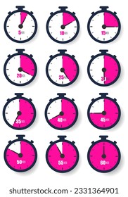 Timer, clock, stopwatch isolated set icons. Vector illustration.